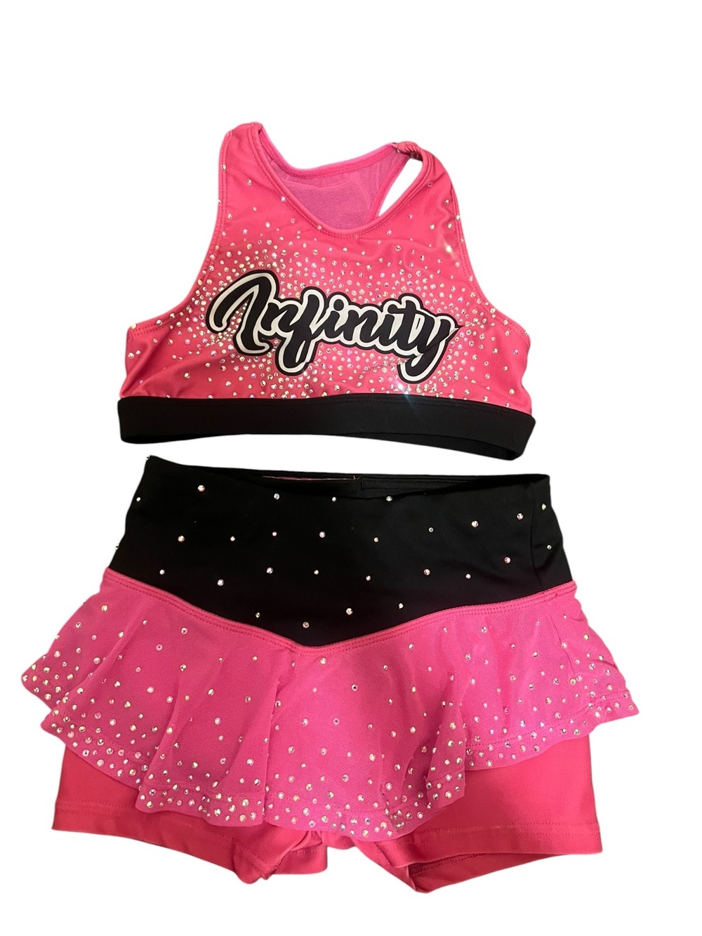 Rebel Athletic Cheerleading Dance Practice Outfit Set Rhinestone Size Y